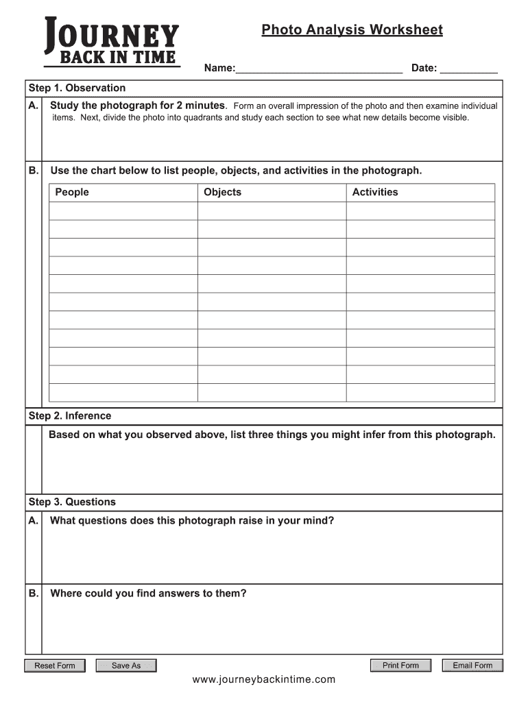 Photo Analysis Worksheet  Form