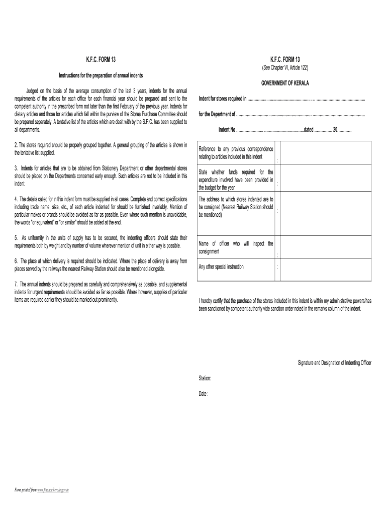 Kfc Form 13