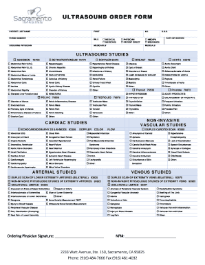  ULTRASOUND ORDER FORM 2016