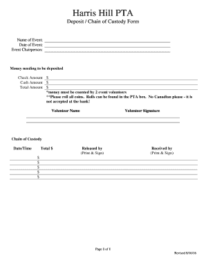 Deposit Chain of Custody Form