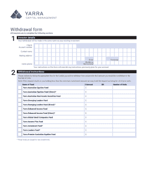 Yarra Capital Management Withdrawal Form