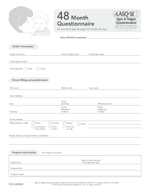 Asqse 2 4 Year Questionnaire Parkview Medical Clinic  Form
