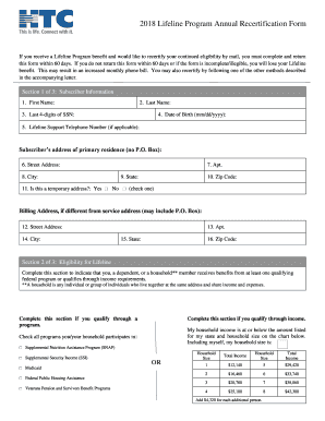  Lifeline Program Annual Recertification Form 2018