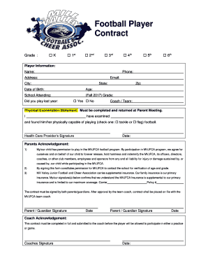 Football Agreement Player Contract Sample  Form