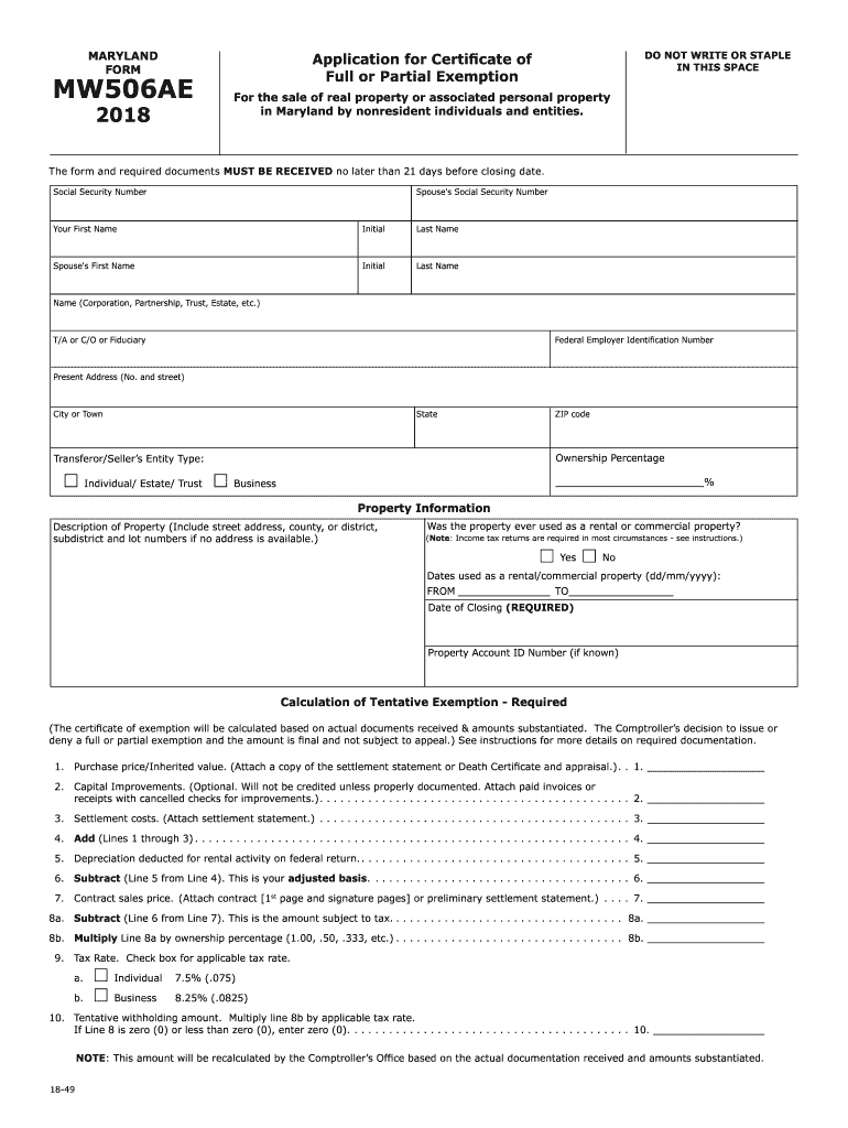  Mw506ae  Form 2018