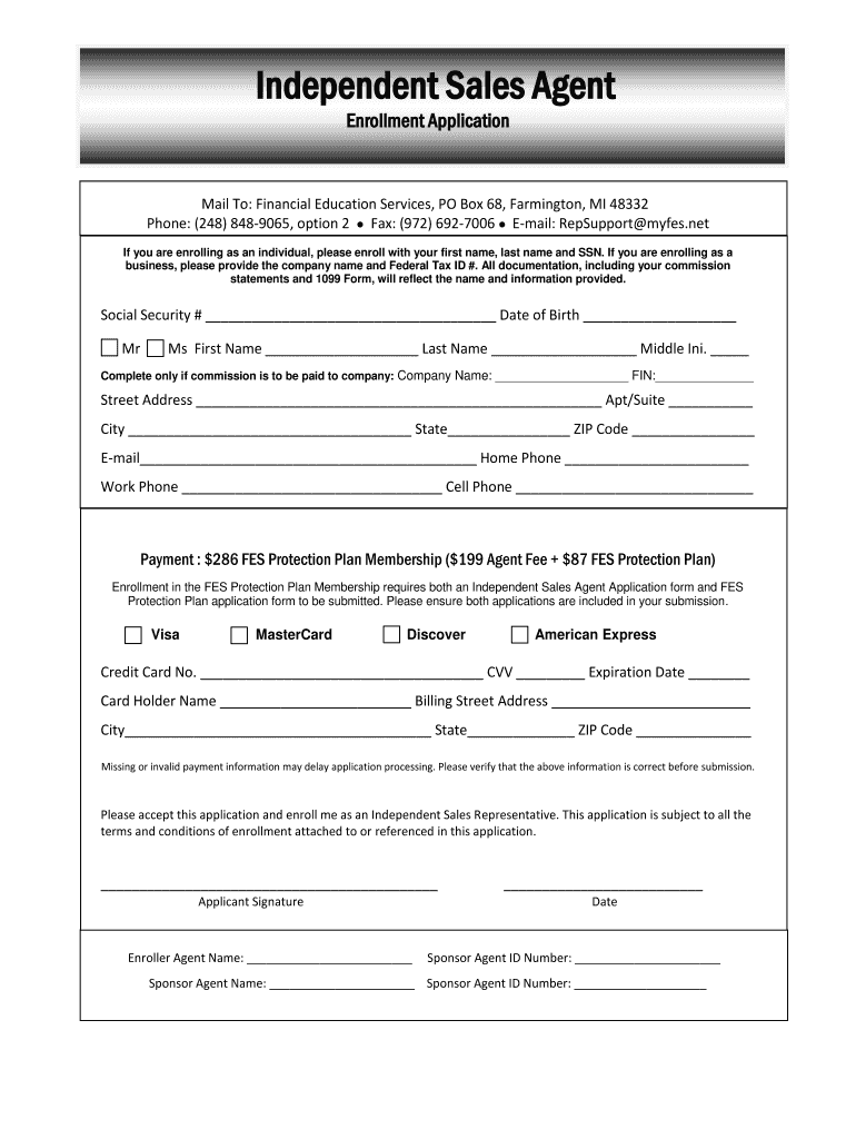 Enrollment Application Financial Education Services  Form