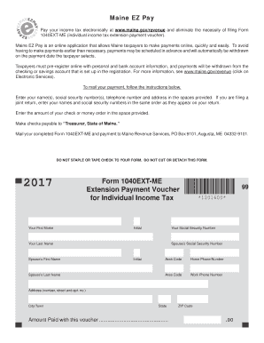 1040EXT ME Individual Income Tax Extension Payment Voucher  Form