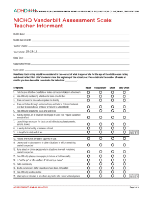Vanderbilt Assessment  Form