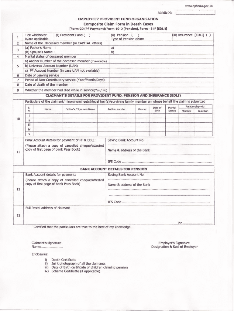 Composite Claim Form in Death Cases in Word Format