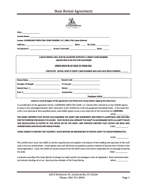 Boat Rental Agreement Fish Camp Marine New &amp; Used  Form
