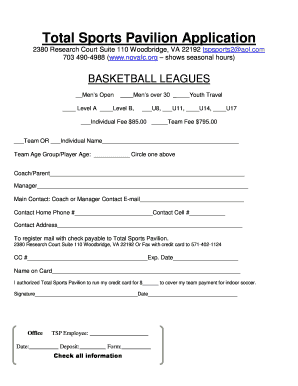 Total Sports Account  Form
