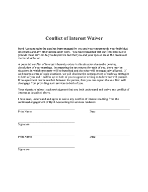 Waiver of Conflict of Interest Template  Form