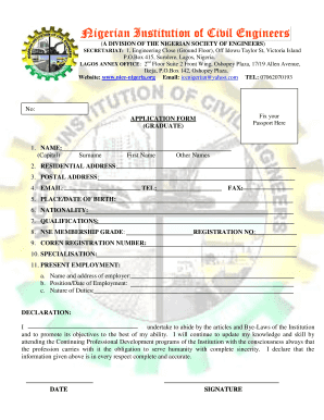 Nigerian Institution of Civil Engineers  Form