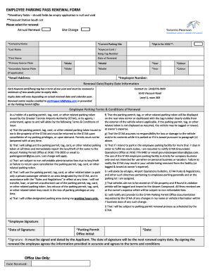 Gtaa Employee Parking  Form