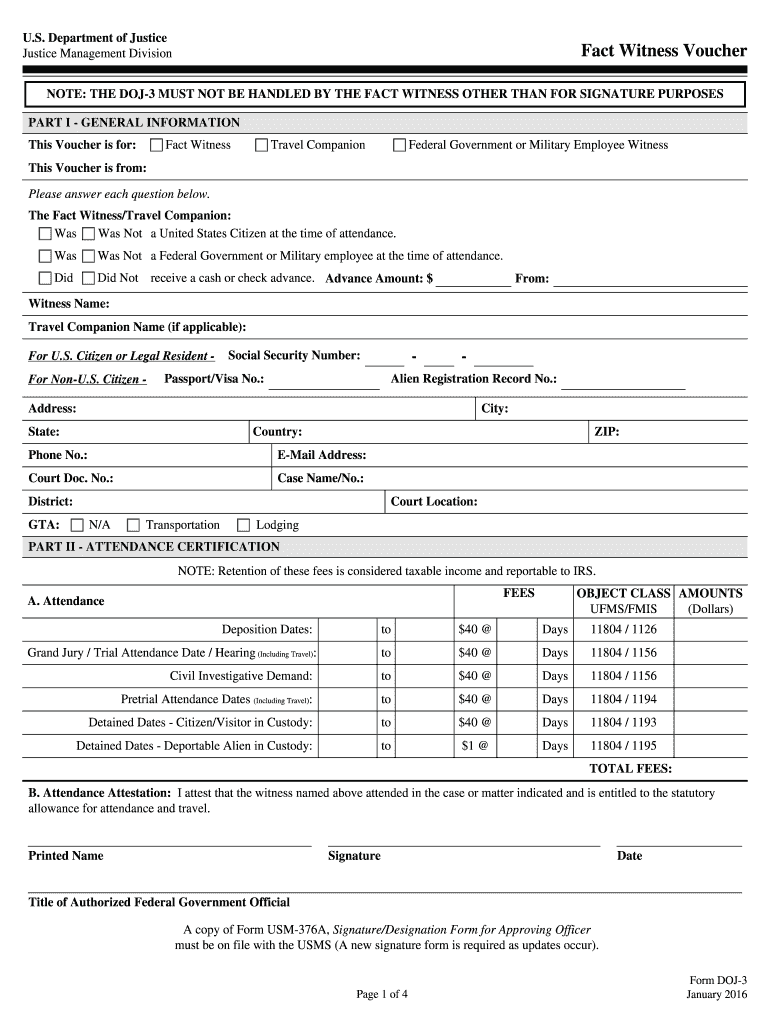 Fact Witness Voucher  Form