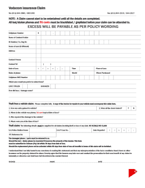 Vodacom Insurance Claim Form PDF