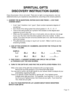 Spiritual Gifts Test PDF  Form