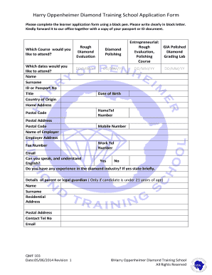 Harry Oppenheimer Agricultural School Application Form