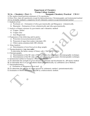 M Sc Inorganic Chemistry Practical Book PDF  Form