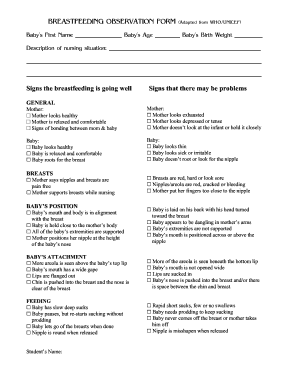 Breastfeeding Observation Form