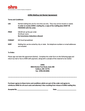 Mailing List Rental Agreement Order Form DOC