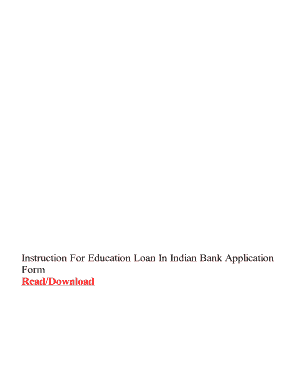 Indian Bank Education Loan Application Form PDF