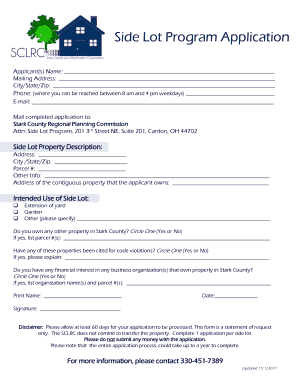 Side Lot Program Application  Form