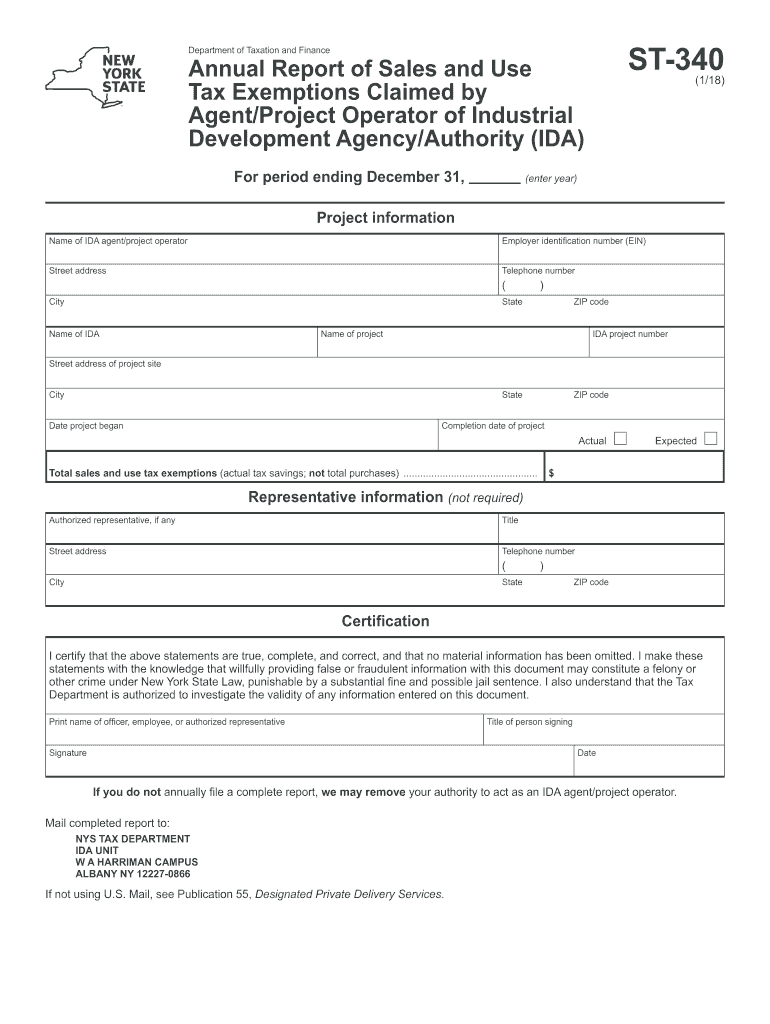  Nys St 340 Fill in Form 2018-2024