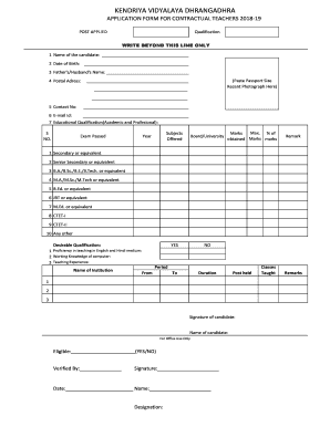 Kvs Biodata Form PDF Download