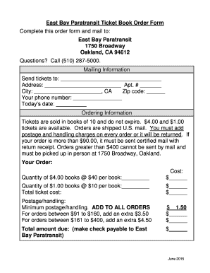  East Bay Paratransit Tickets 2015-2024