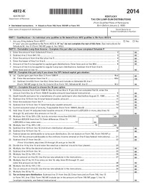 Form 42A740 S21 4972 K Kentucky Tax on Lump Sum Distributions