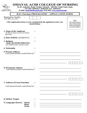 Omayal Achi College of Nursing Application Form