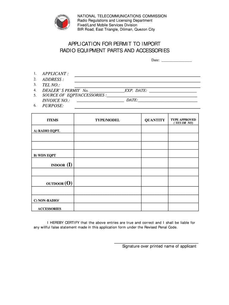 How to Get Ntc Permit to Import  Form