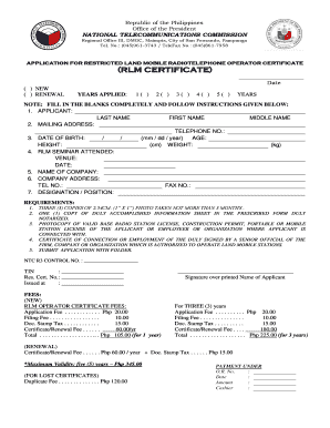 Rlm Certificate  Form