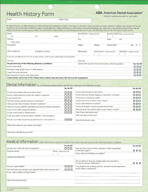 Ada Health History Form