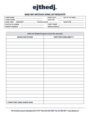 BAR BAT MITZVAH SONG REQUEST FORM DOCX