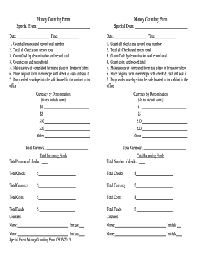 Money Counting Form