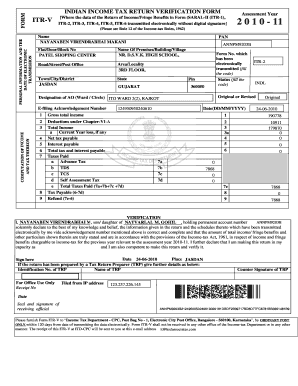 Indian Income Tax Return Verification Form K S D &amp;amp; Associates