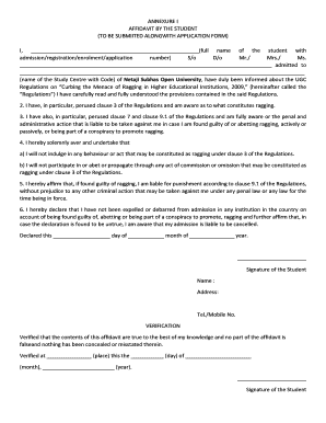 How to Fill Annexure 1 Affidavit by the Student  Form