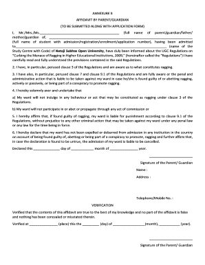 Affidavit by Parent Guardian How to Fill  Form