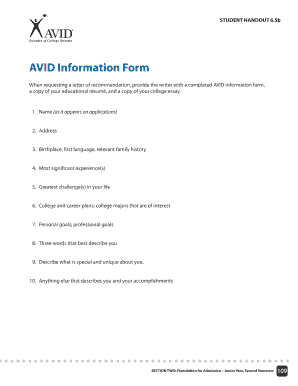 AVID Information Form