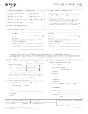  CARDHOLDER REQUEST FORM 2016