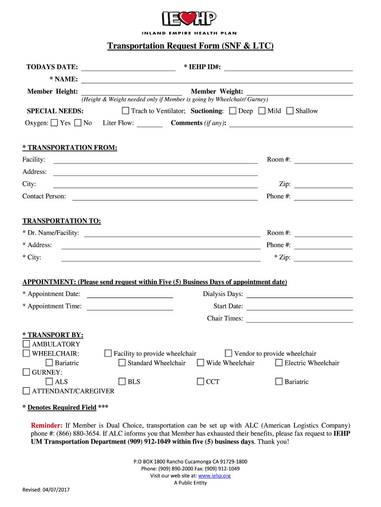  Iehp Transportation Form 2017-2024