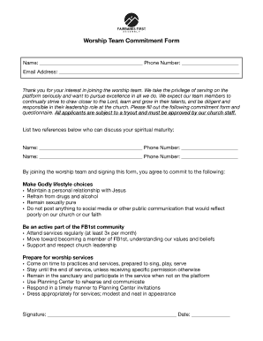Worship Team Commitment Form