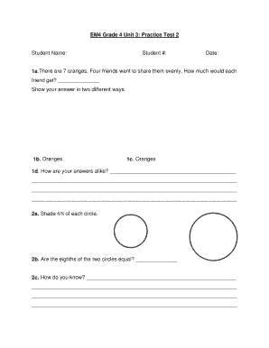 EM4 Grade 4 Unit 3 Practice Test 2 Student Name Hoover  Form