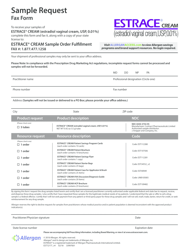 Estrace Samples  Form