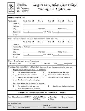 Ina Grafton Waiting List  Form