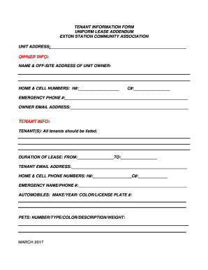 Tenant Information Form