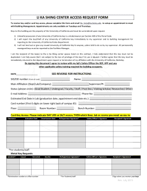 Li Ka Shing Center Access Request Form UC Berkeley