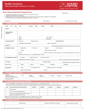 Aditya Birla Health Insurance Proposal Form